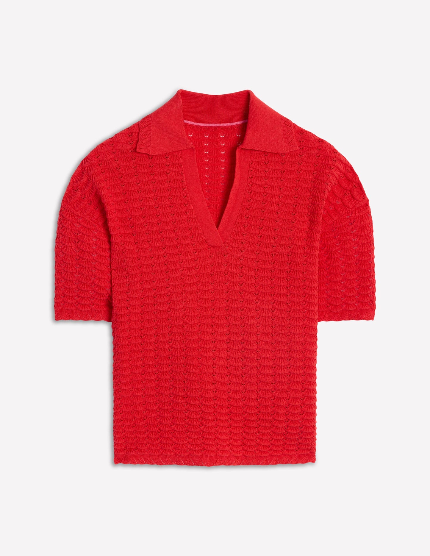 Collared Henley Sweater-Strawberry Tart Red