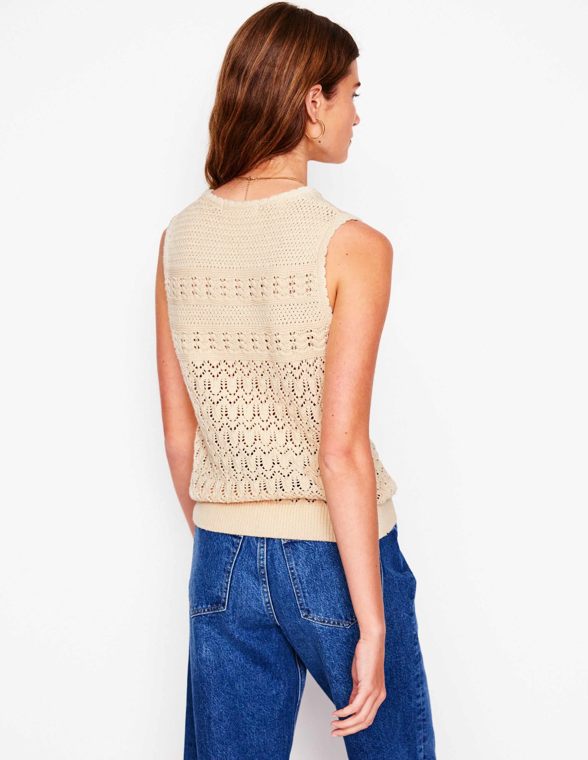Cotton Stitch Crew Tank-Warm Ivory - Image 3