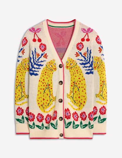 Jacquard Boyfriend Cardigan-Warm Ivory, Leopard-8
