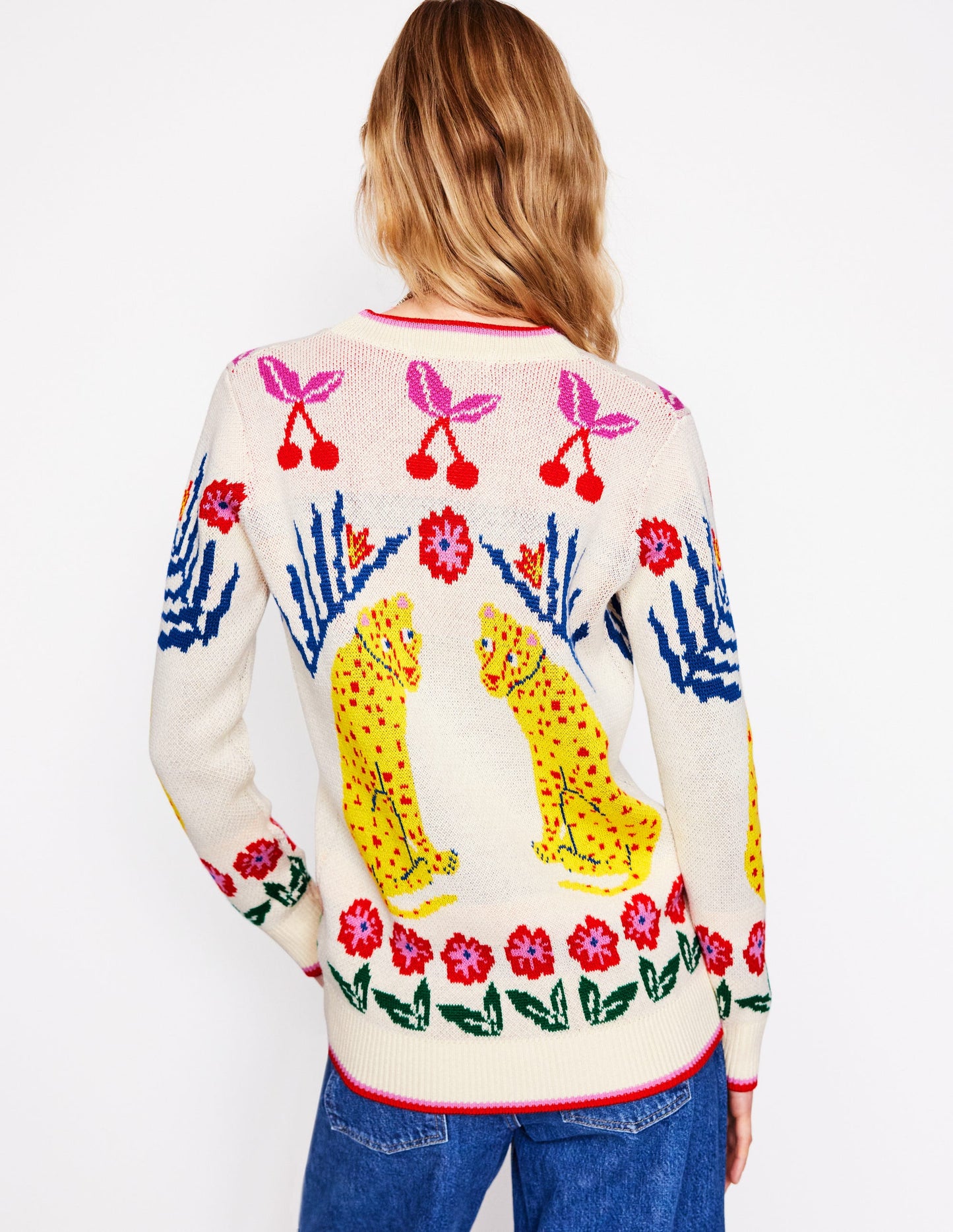 Jacquard Boyfriend Cardigan-Warm Ivory, Leopard