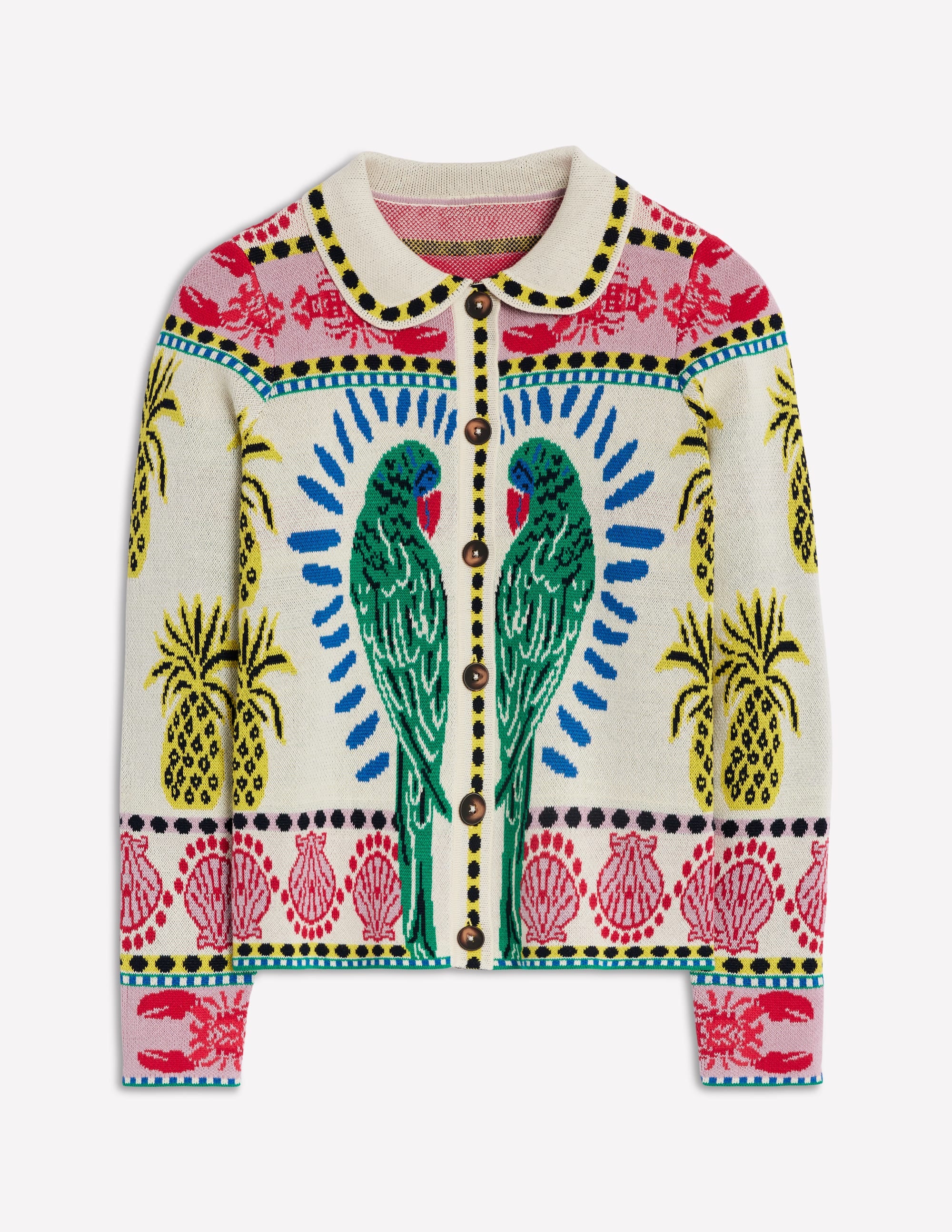Jacquard Knitted Shacket-Warm Ivory, Tropical Bonanza - Image 6