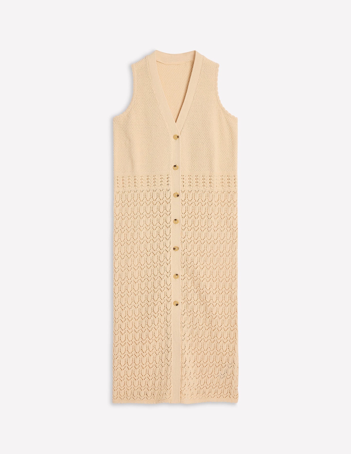 Cotton Sleeveless Cardigan-Warm Ivory