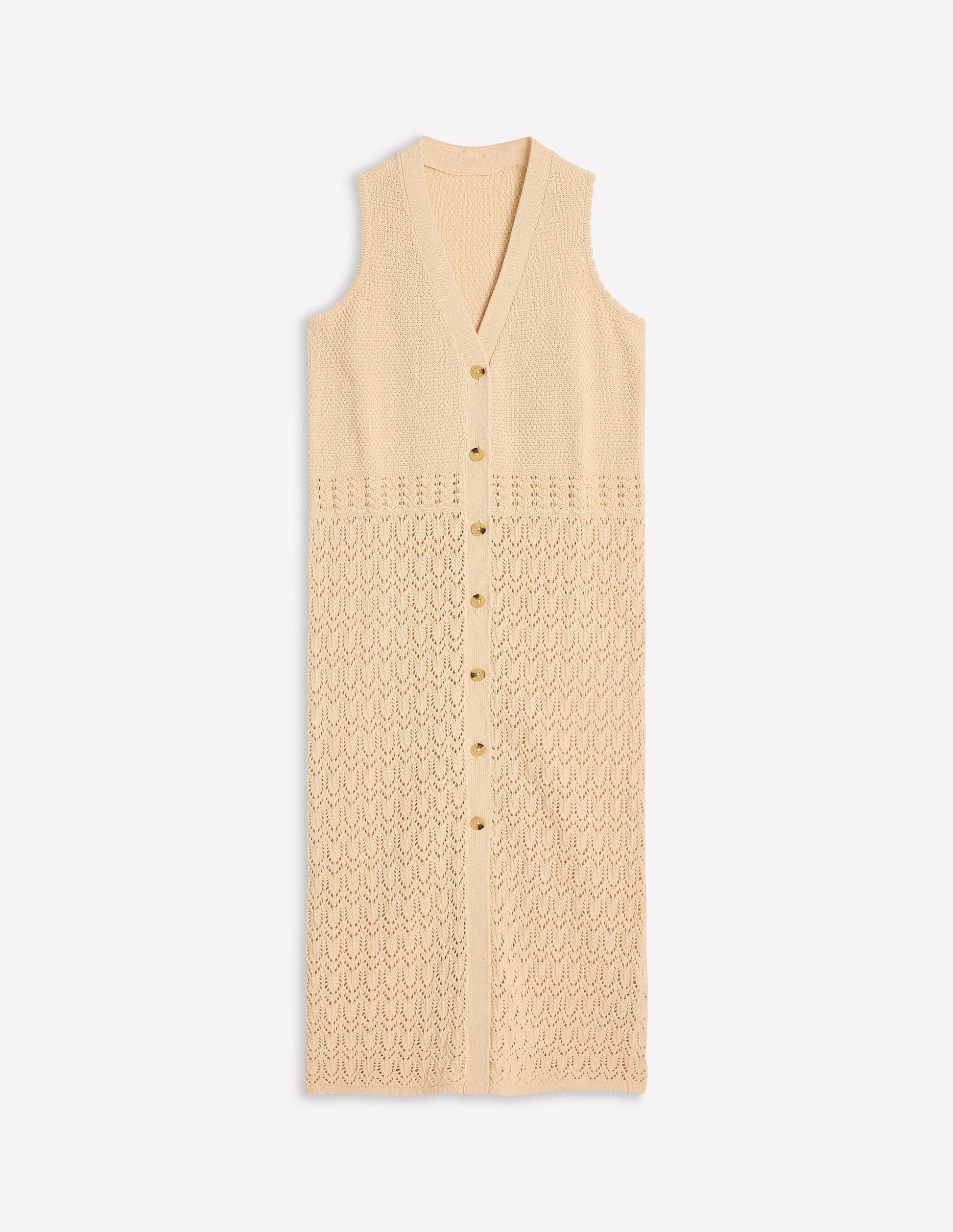 Cotton Sleeveless Cardigan-Warm Ivory-6