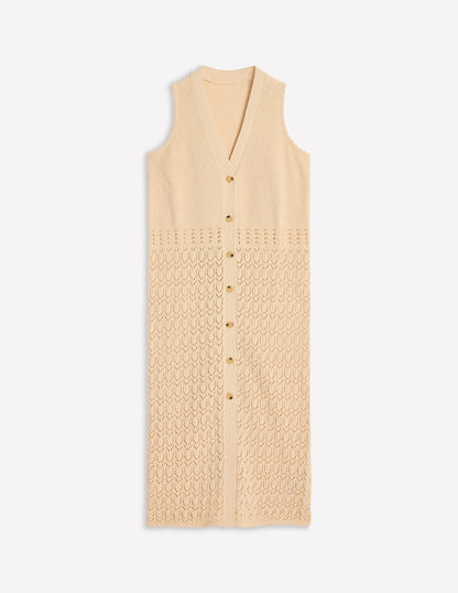 Cotton Sleeveless Cardigan-Warm Ivory-6