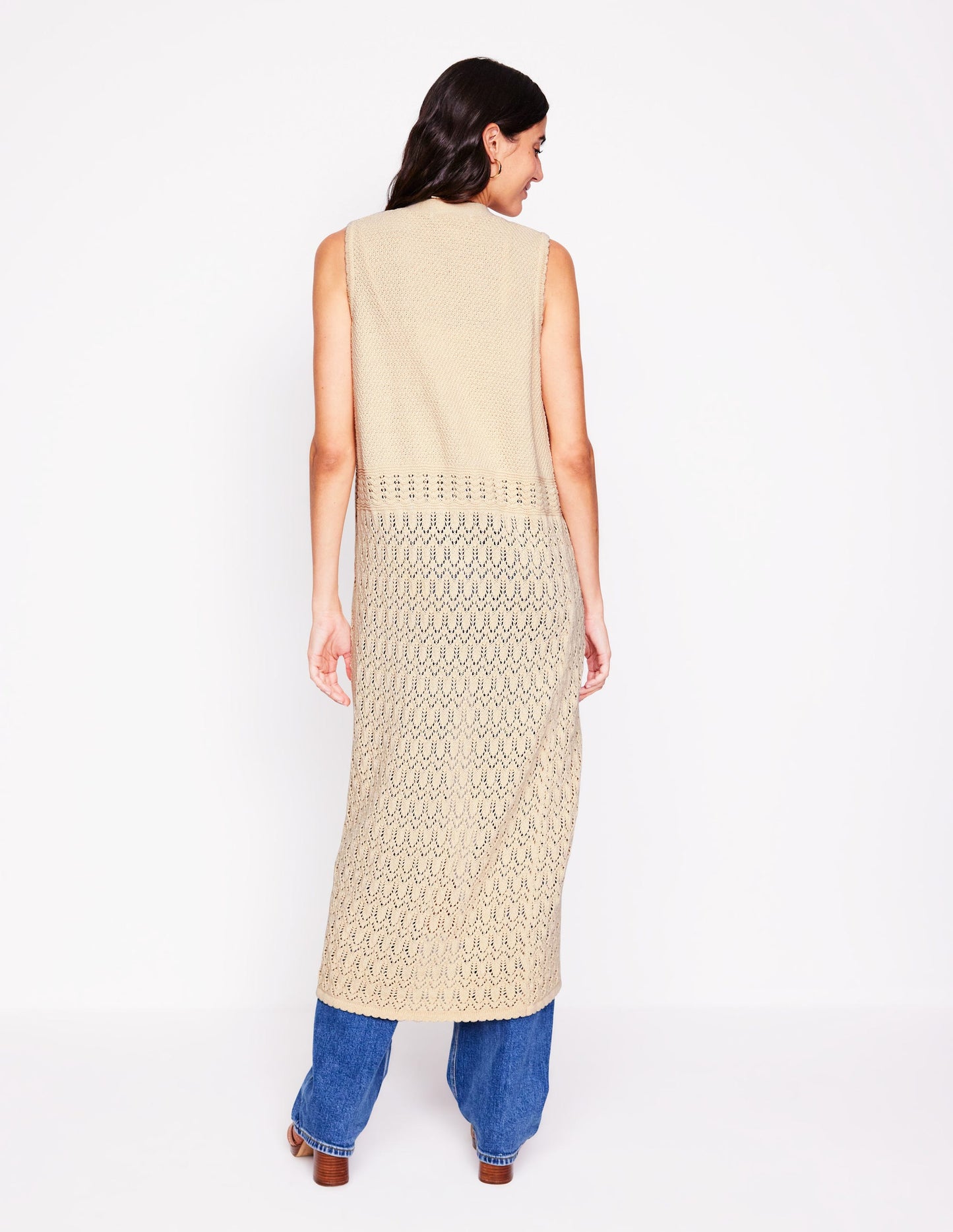 Cotton Sleeveless Cardigan-Warm Ivory