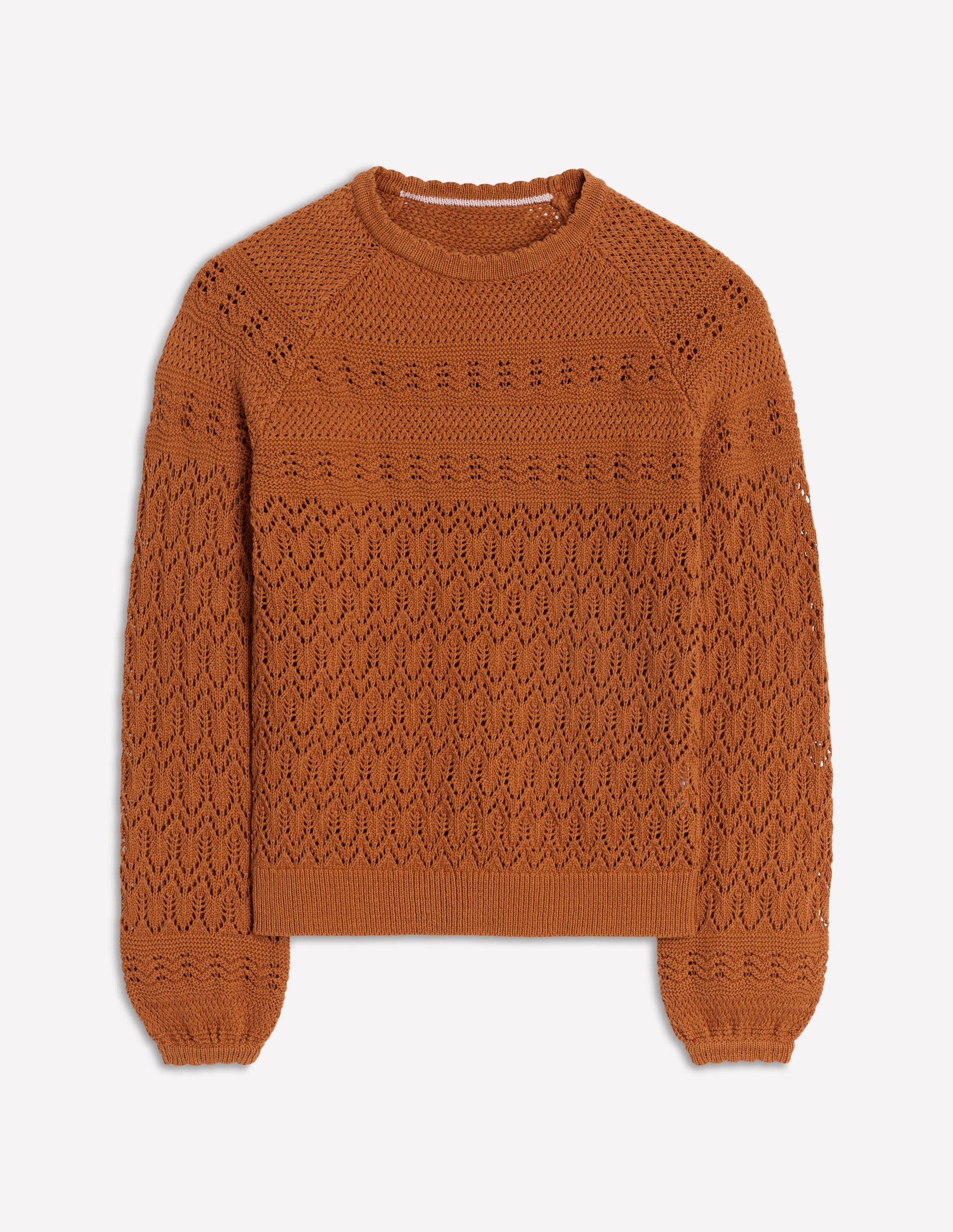 Cotton Stitch Crew Jumper-Copper Brown-5