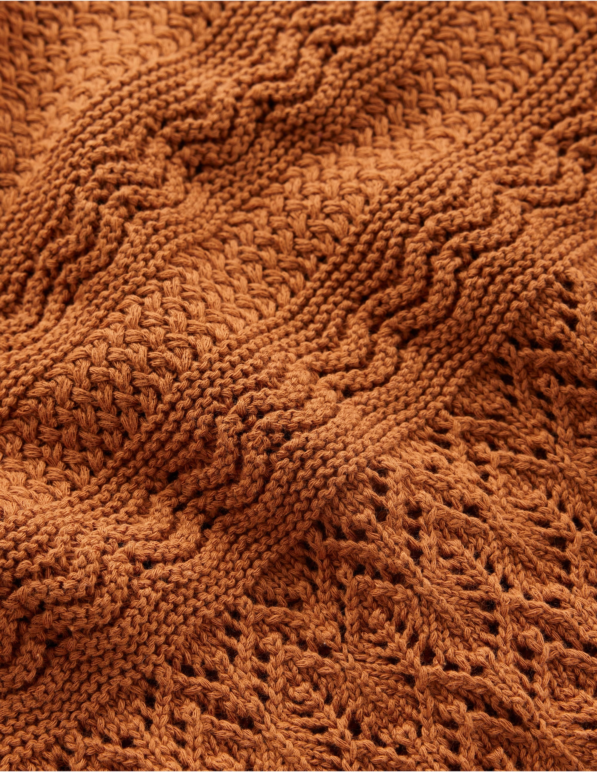 Cotton Stitch Crew Jumper-Copper Brown - Image 6