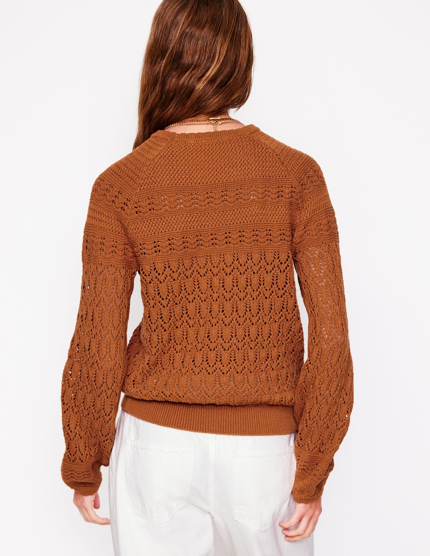 Cotton Stitch Crew Jumper-Copper Brown