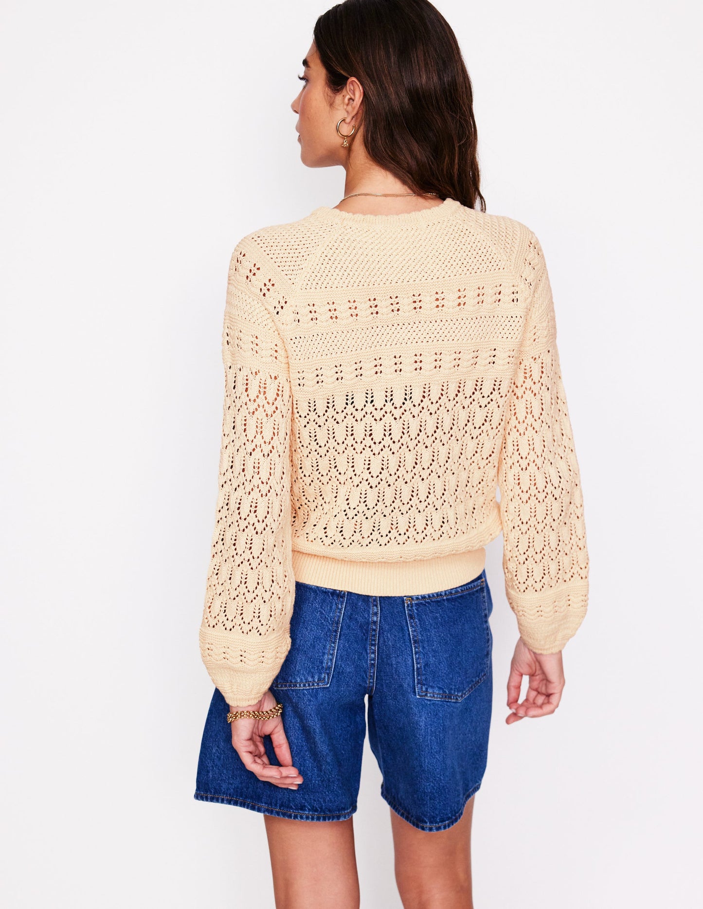 Cotton Stitch Crew Jumper-Warm Ivory