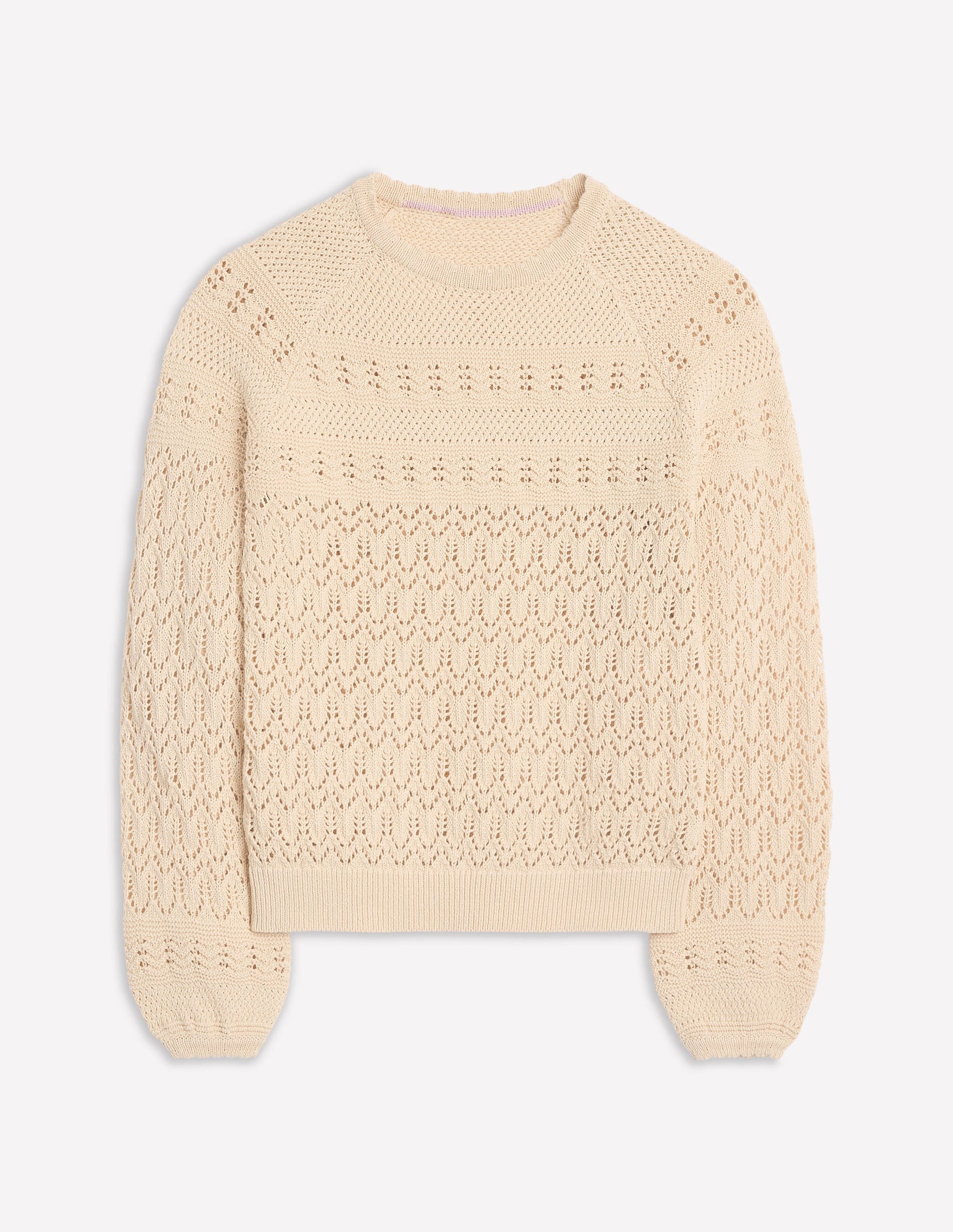 Cotton Stitch Crew Jumper-Warm Ivory-5