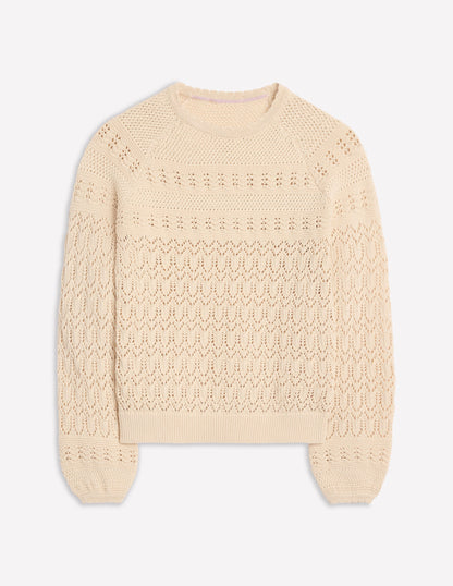 Cotton Stitch Crew Jumper-Warm Ivory-5