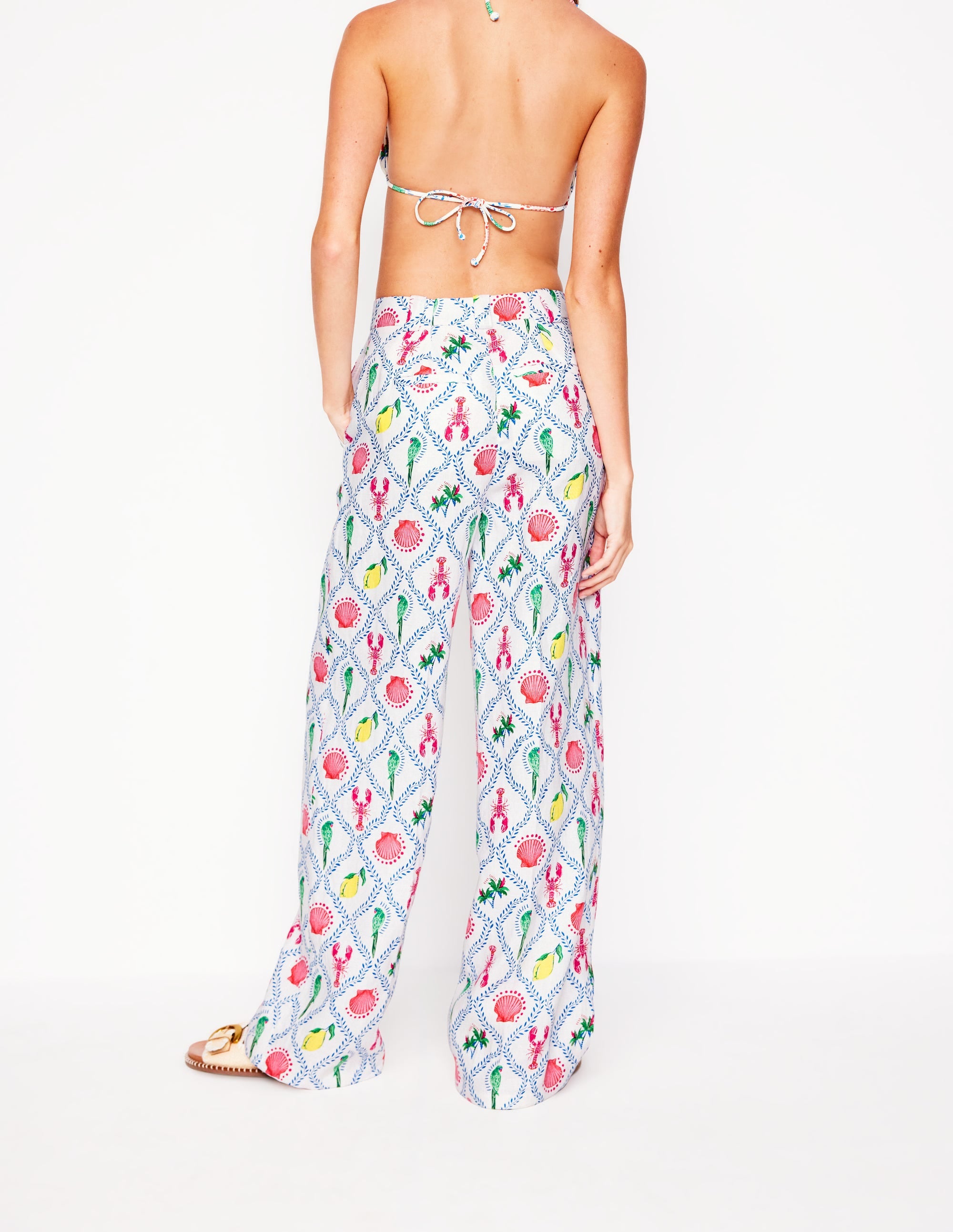 Westbourne Linen Pants-Ivory, Tropical Bonanza Vine - Image 4