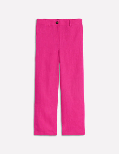 Westbourne Crop Linen Pants-Pink Peony-5
