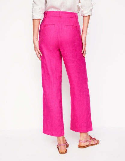 Westbourne Crop Linen Pants-Pink Peony-3