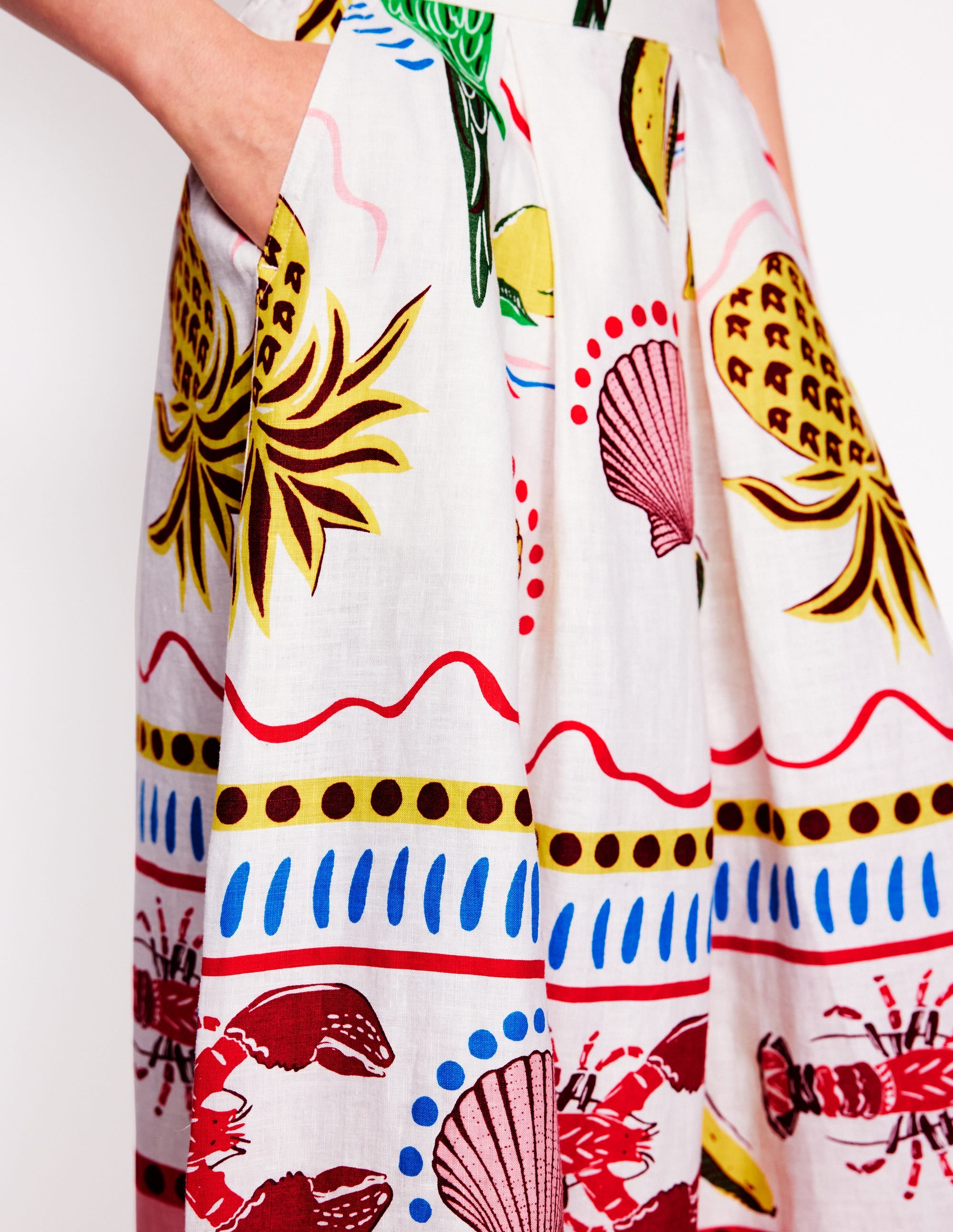 Verity Linen Midi Skirt-Multi, Tropical Bonanza - Image 2