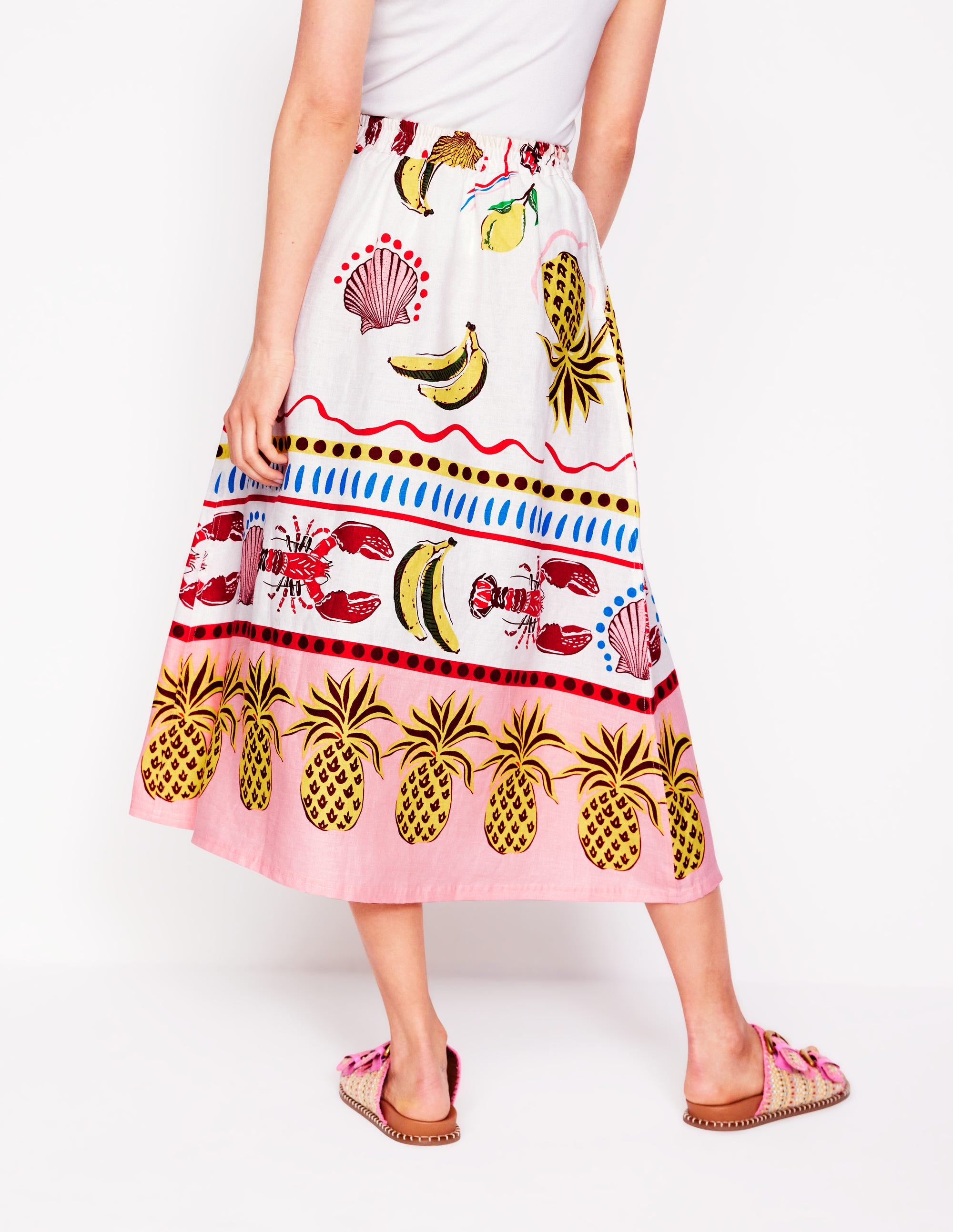 Verity Linen Midi Skirt-Multi, Tropical Bonanza - Image 3