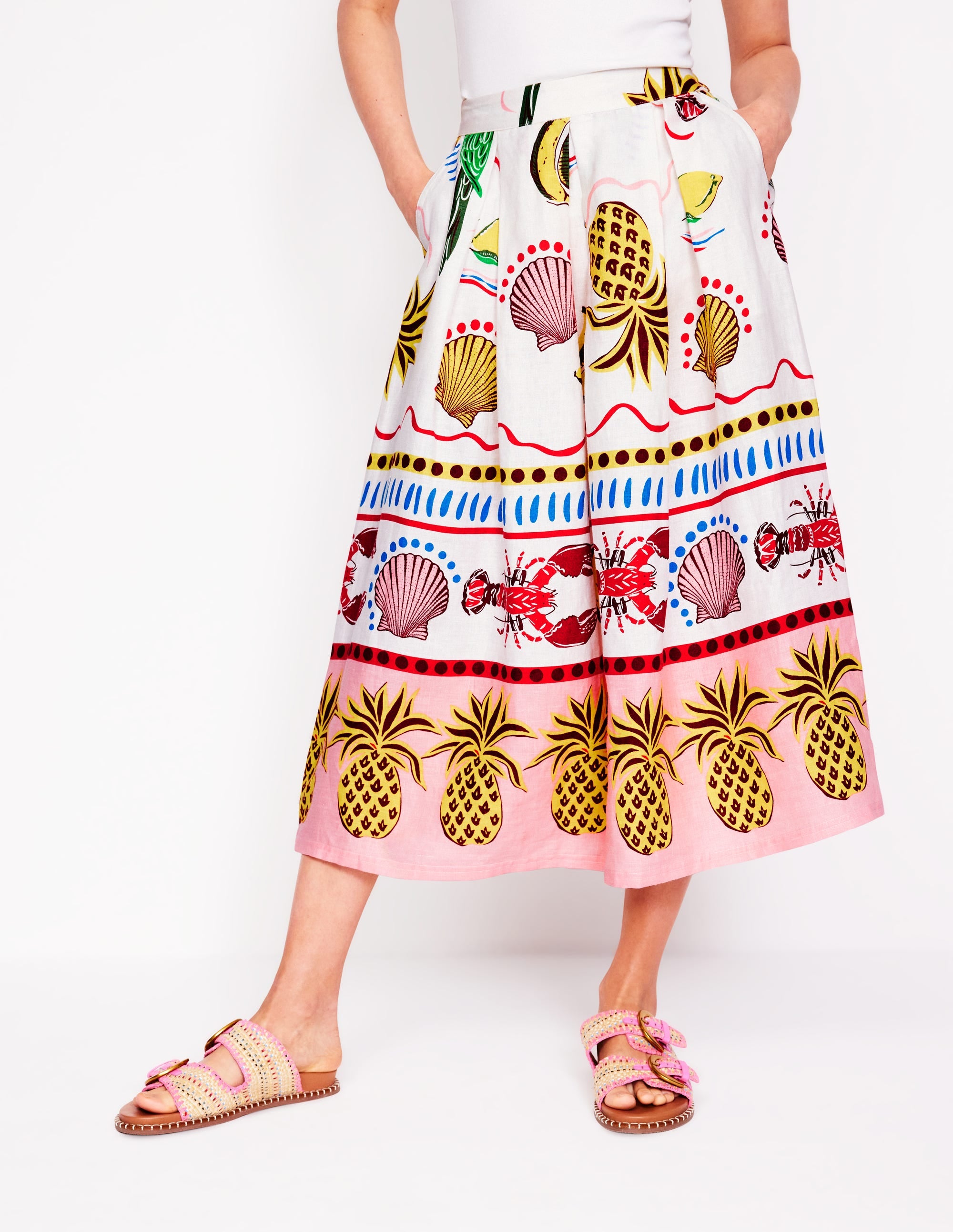 Verity Linen Midi Skirt-Multi, Tropical Bonanza - Image 4
