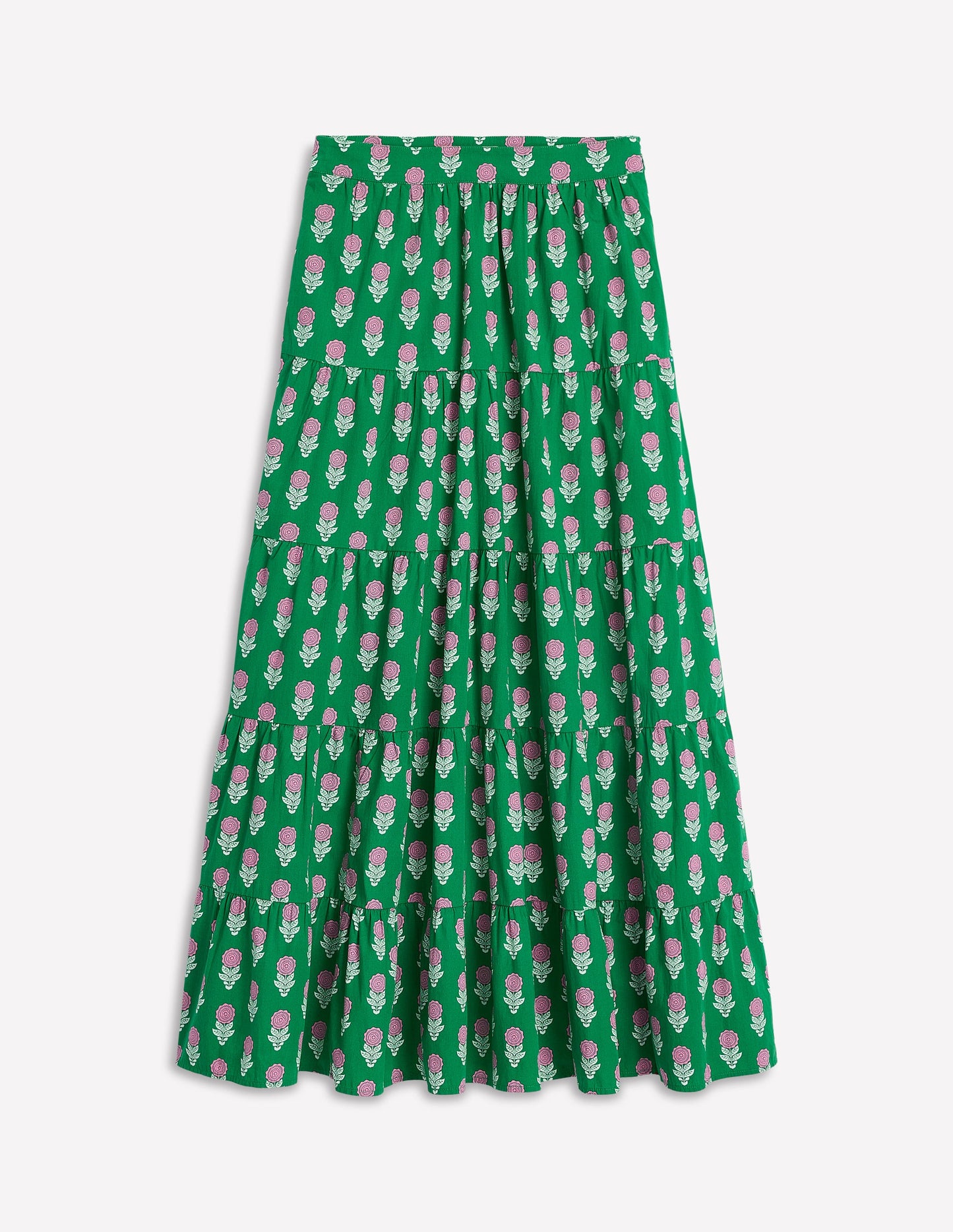 Nadia Poplin Maxi Skirt-Green Stamp, Dahlia Sprig