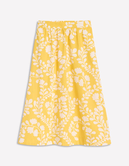 Hattie Poplin Midi Skirt-Yellow, Vine Silhouette-5