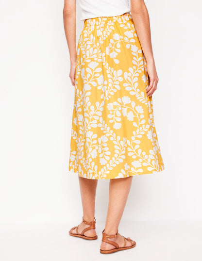Hattie Poplin Midi Skirt-Yellow, Vine Silhouette-3