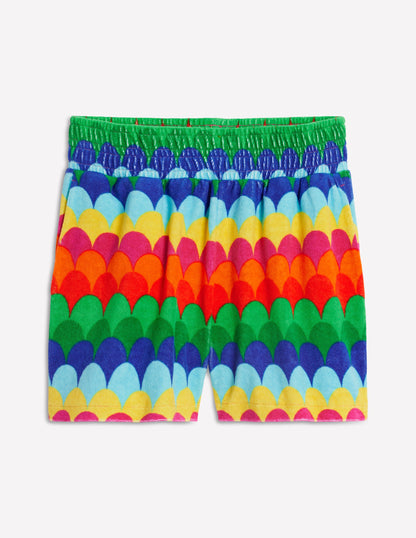 Smocked Towelling Short-Multi, Scallop Stripe-6