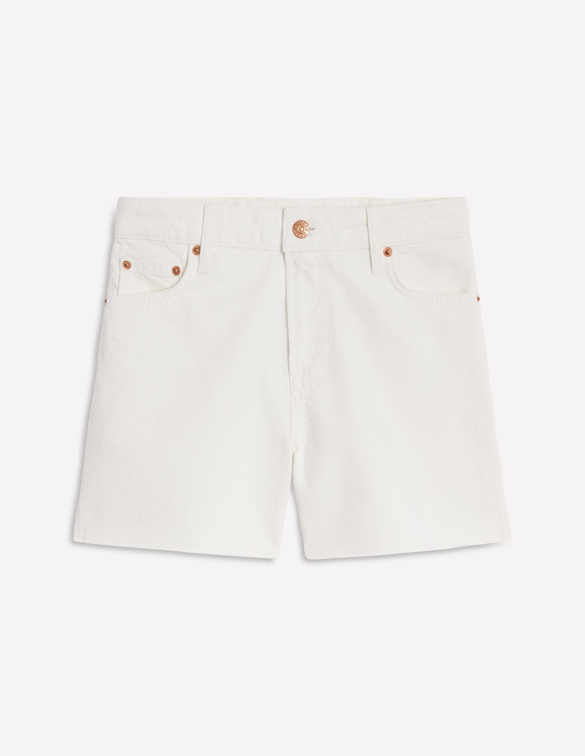 Cut Off Denim Shorts-White-7