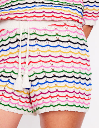 Textured Knitted Shorts-Multi Stripe-2