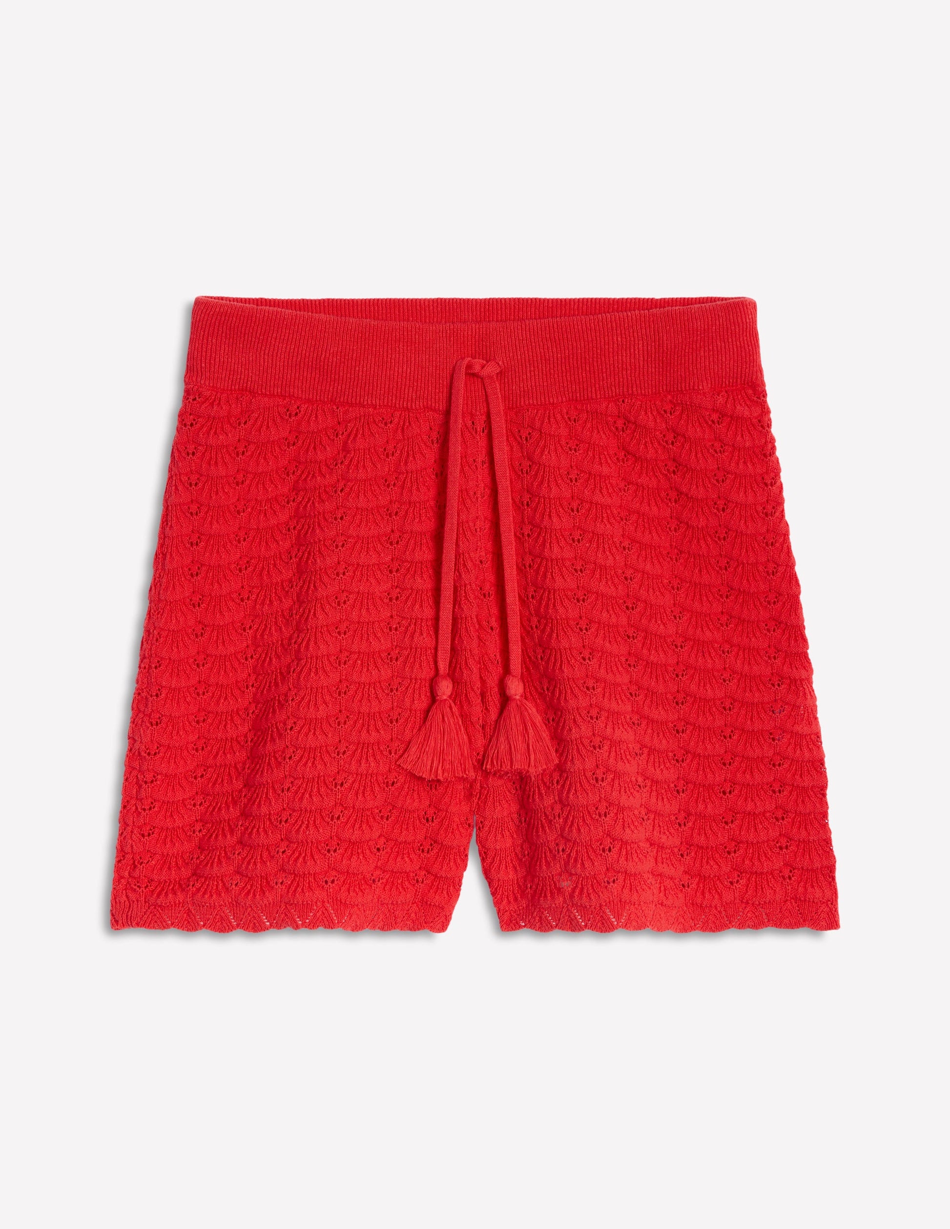 Textured Knitted Shorts-Strawberry Tart Red-6