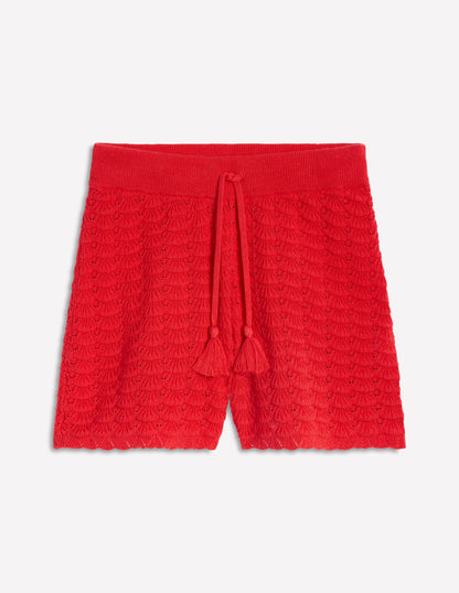 Textured Knitted Shorts-Strawberry Tart Red-6