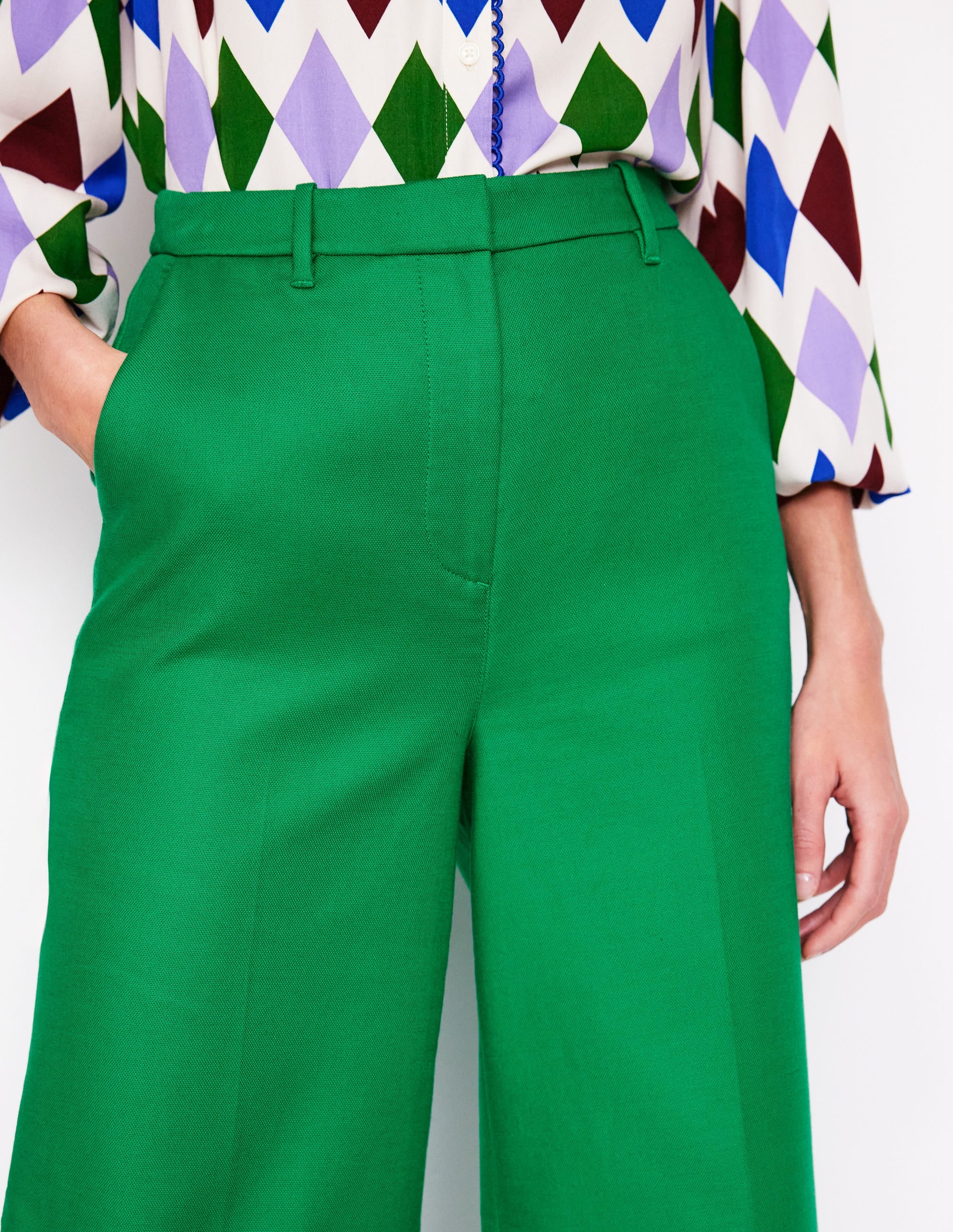 Wide Flare Pants-Rich Emerald - Image 3