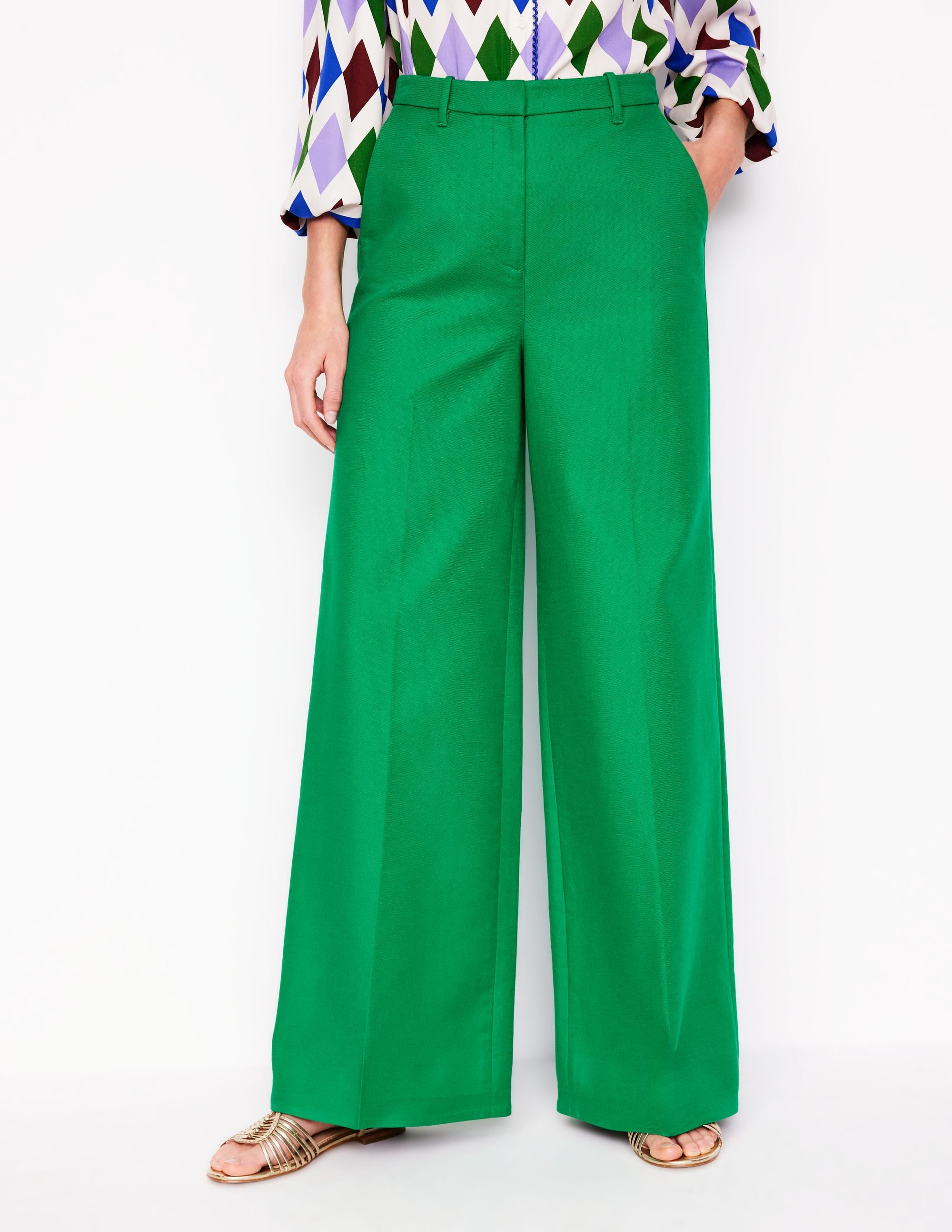Wide Flare Pants-Rich Emerald - Image 5