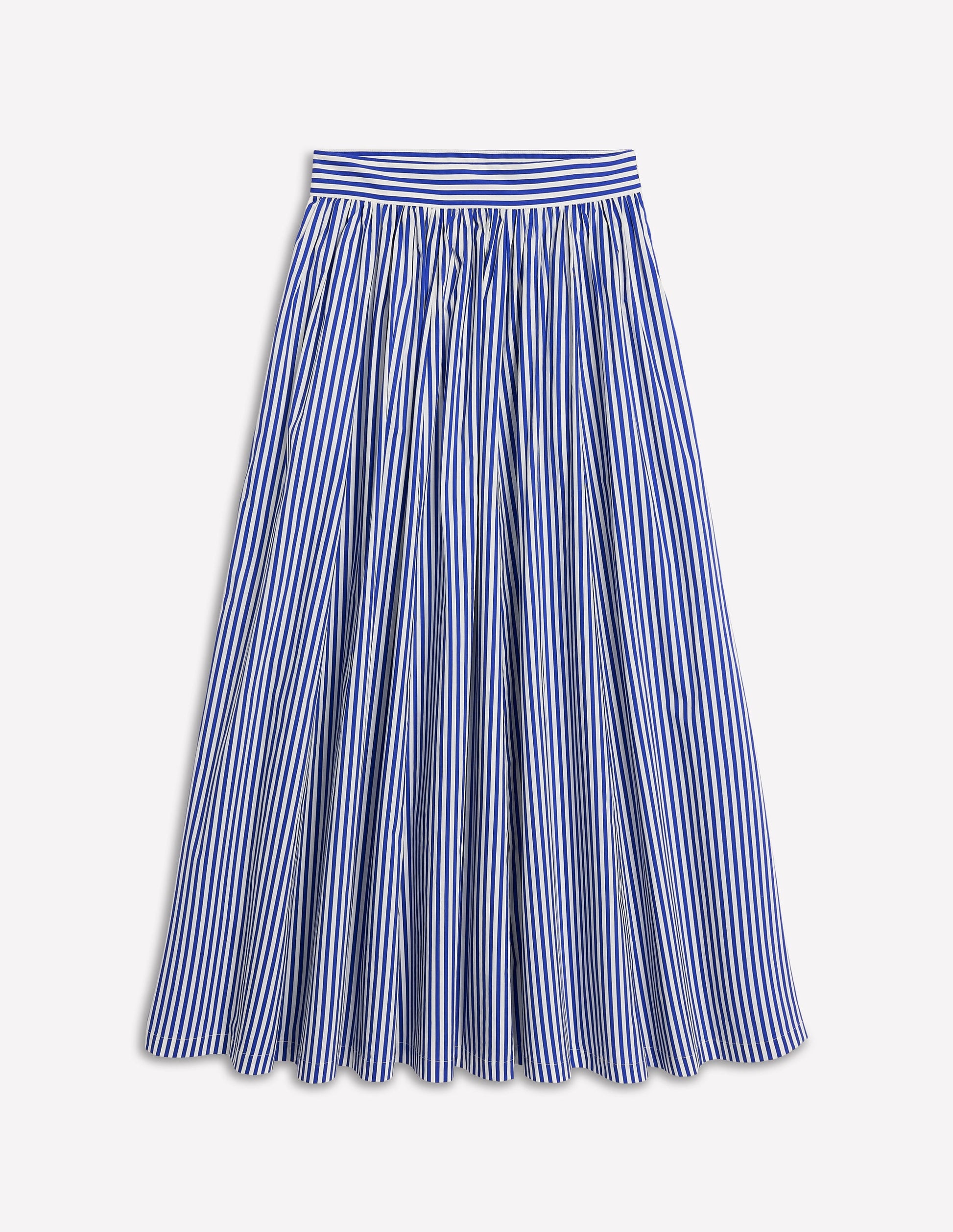 Full Poplin Maxi Skirt-Kingfisher Blue, Fine Stripe-5