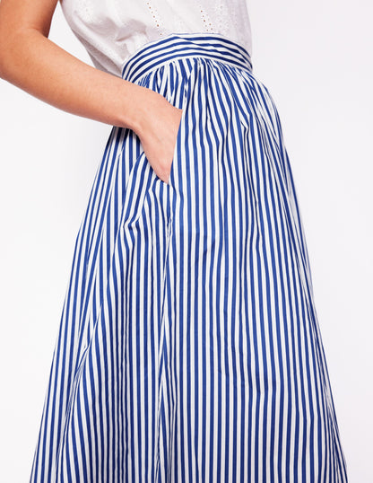 Full Poplin Maxi Skirt-Kingfisher Blue, Fine Stripe-2