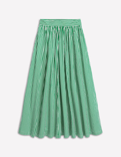 Full Poplin Maxi Skirt-Rich Emerald, Fine Stripe-6