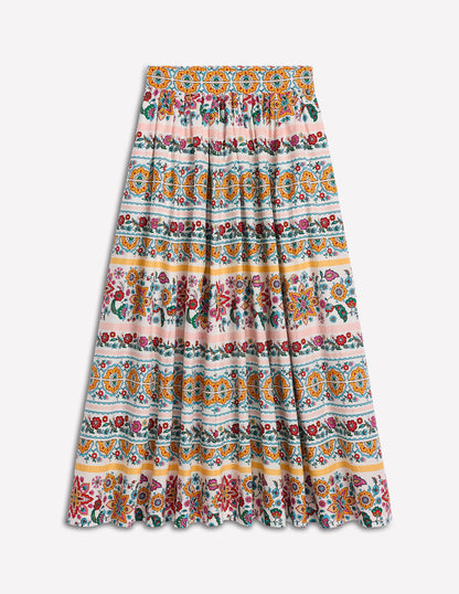 Full Poplin Maxi Skirt-Ivory, Botanical Sprig-5