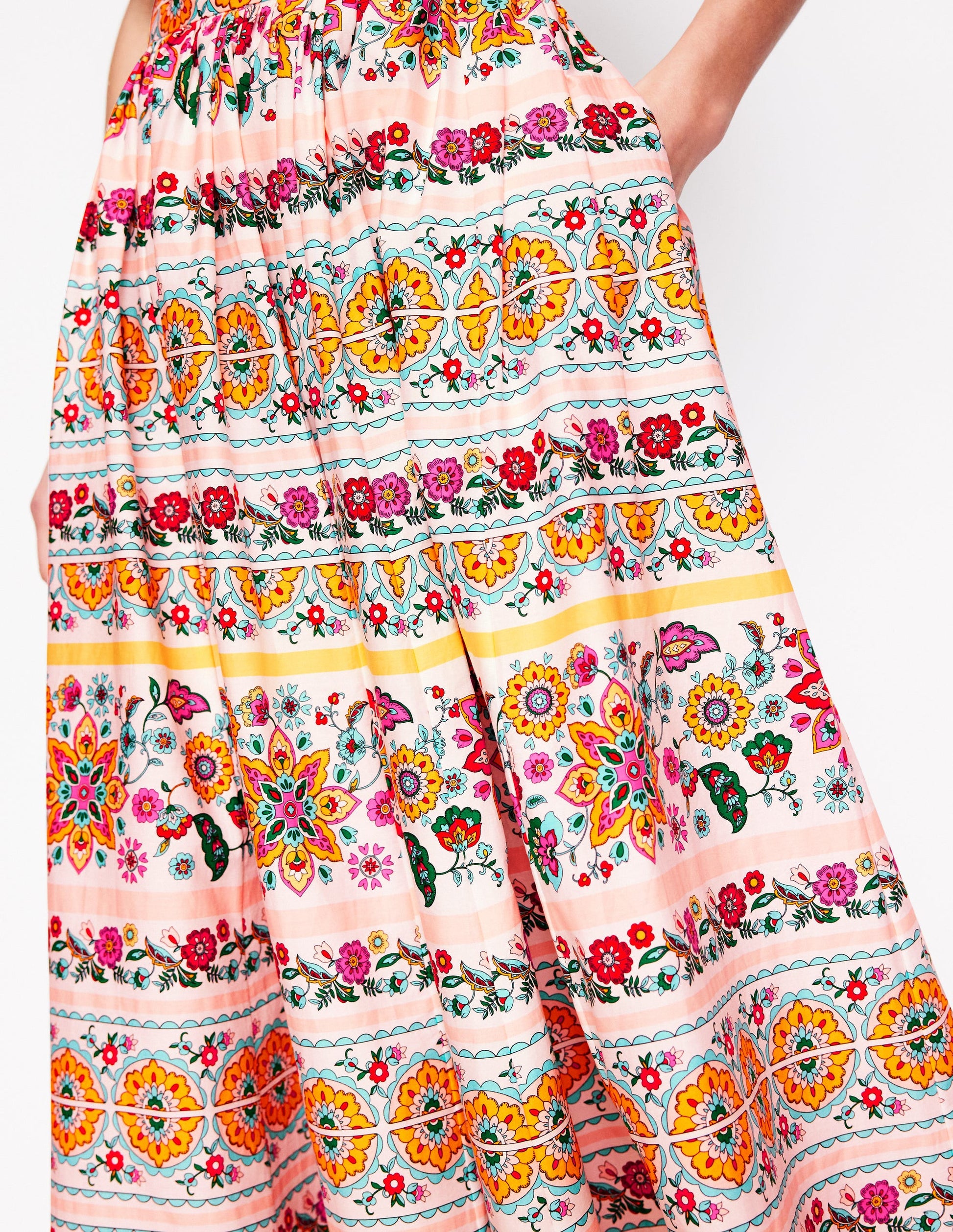 Full Poplin Maxi Skirt-Ivory, Botanical Sprig-2