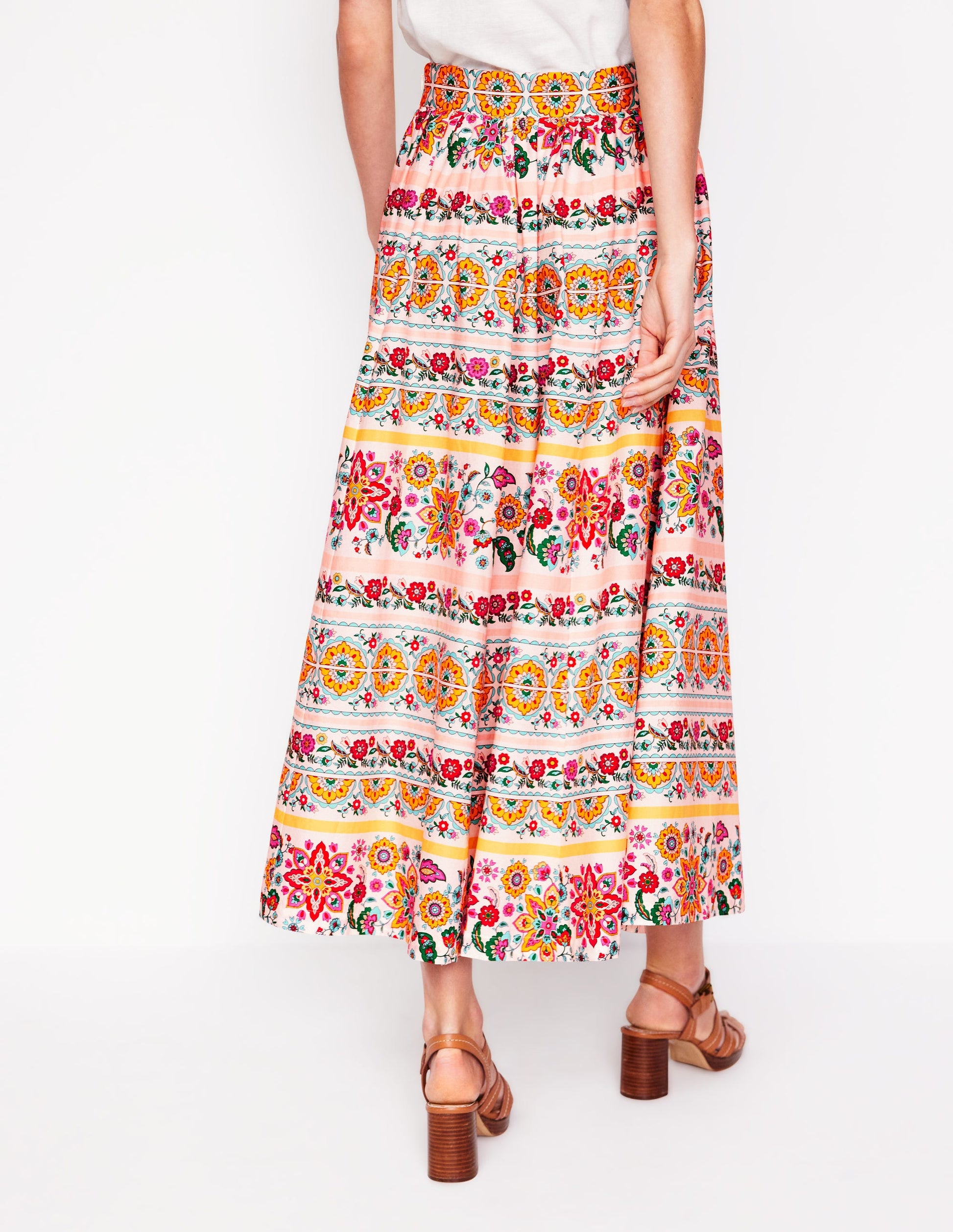 Full Poplin Maxi Skirt-Ivory, Botanical Sprig-3