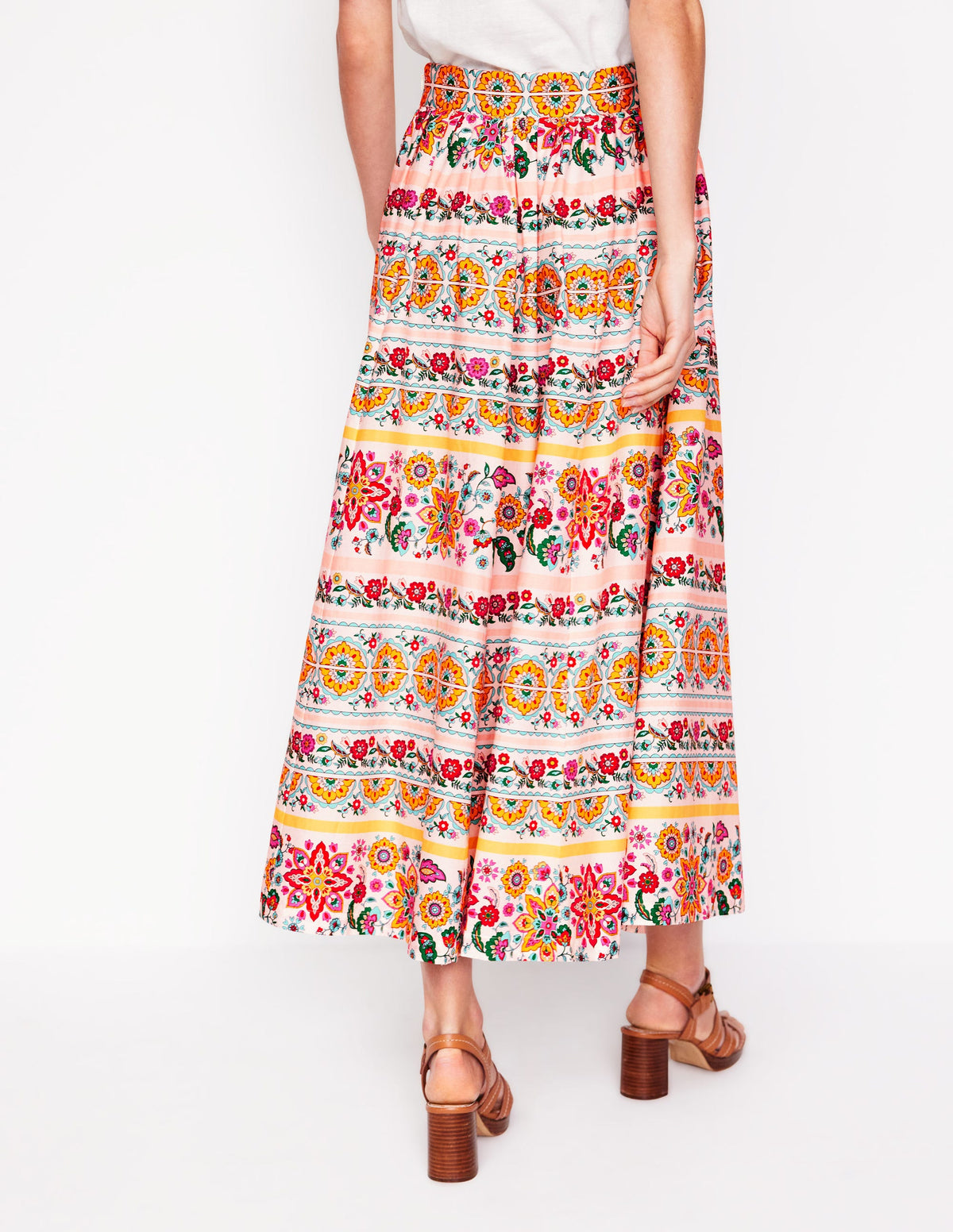 Full Poplin Maxi Skirt-Ivory, Botanical Sprig - Image 3
