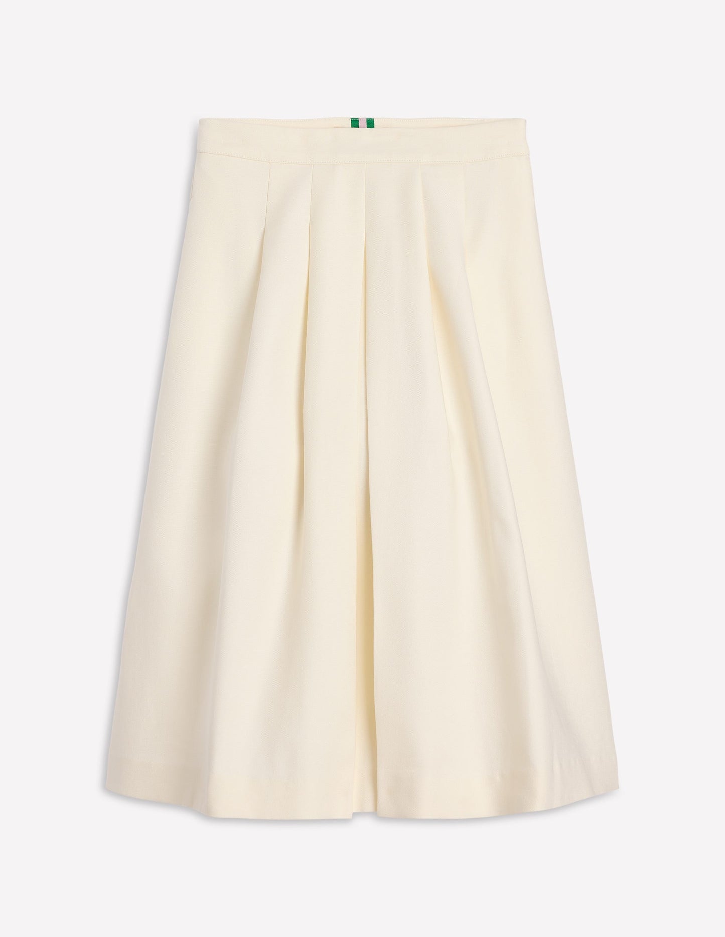 Pleat Detail Midi Skirt-Ivory