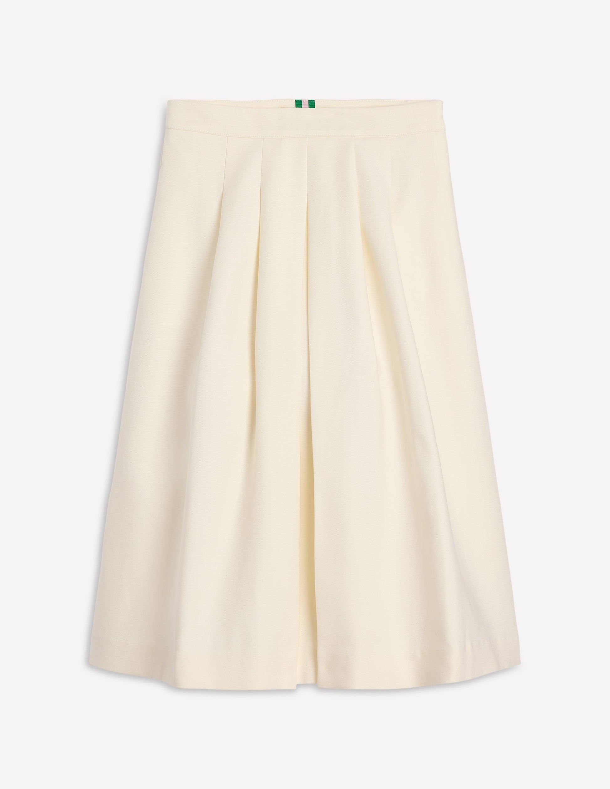 Pleat Detail Midi Skirt-Ivory-6