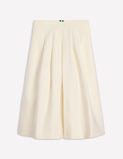 Pleat Detail Midi Skirt-Ivory-6