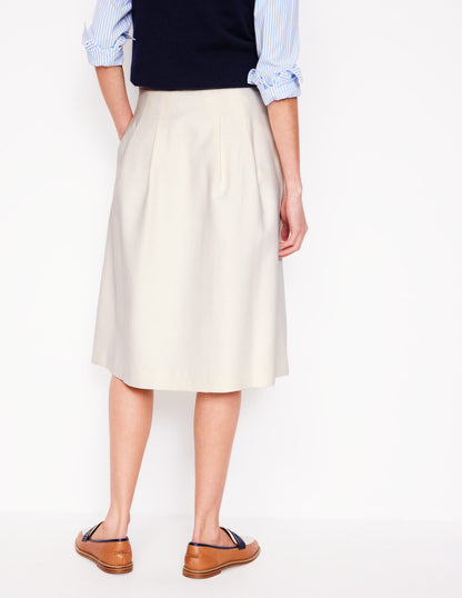 Pleat Detail Midi Skirt-Ivory-3