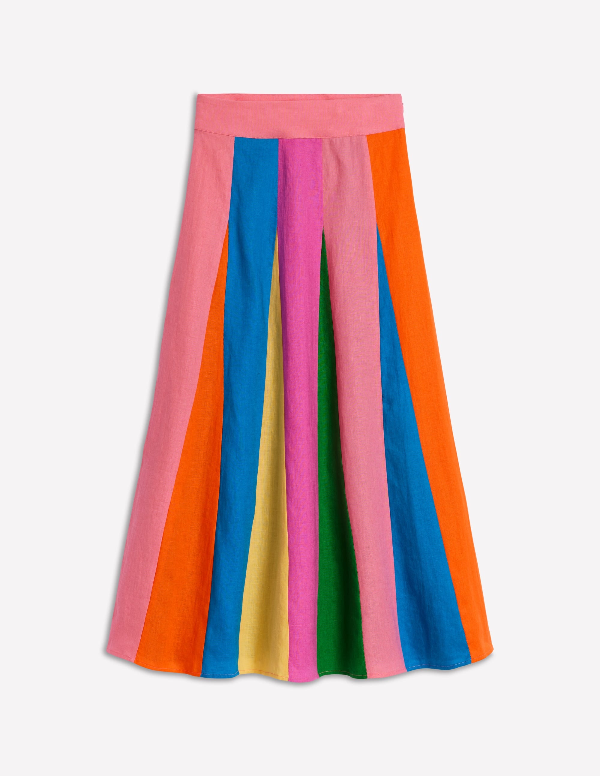 Linen Flippy Maxi Skirt-Multi Colourblock - Image 5