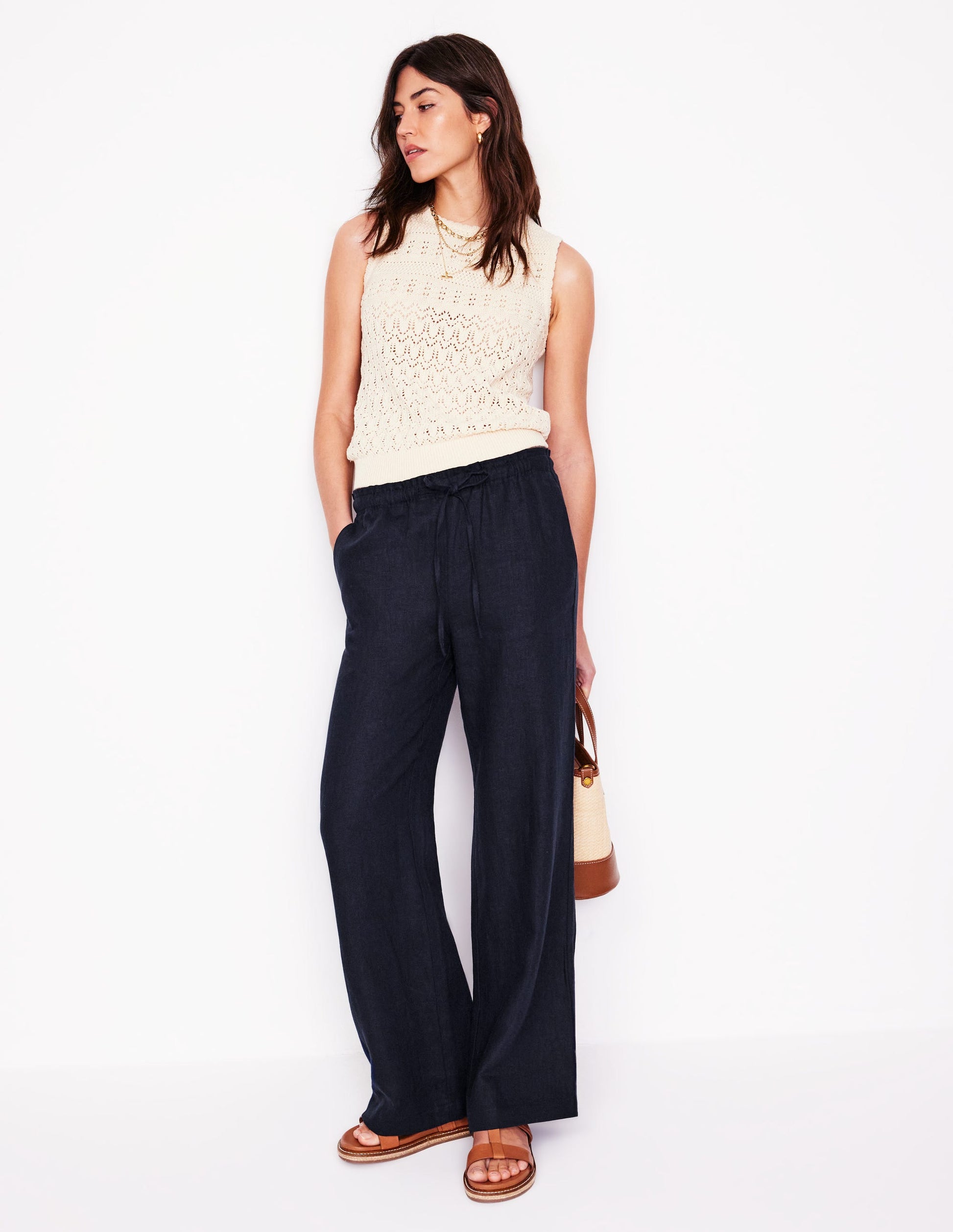 Islington Linen Pants-Navy-1