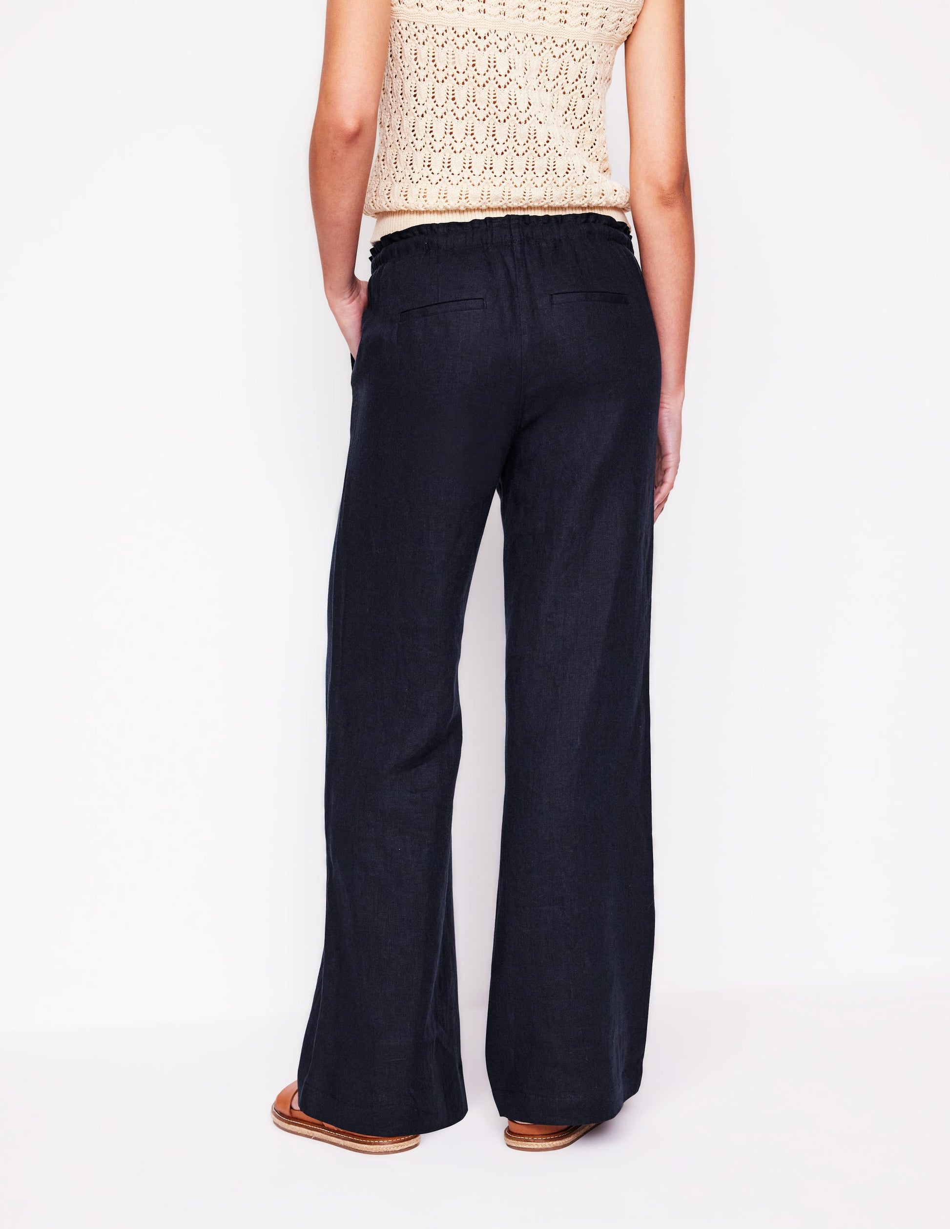 Islington Linen Pants-Navy-4