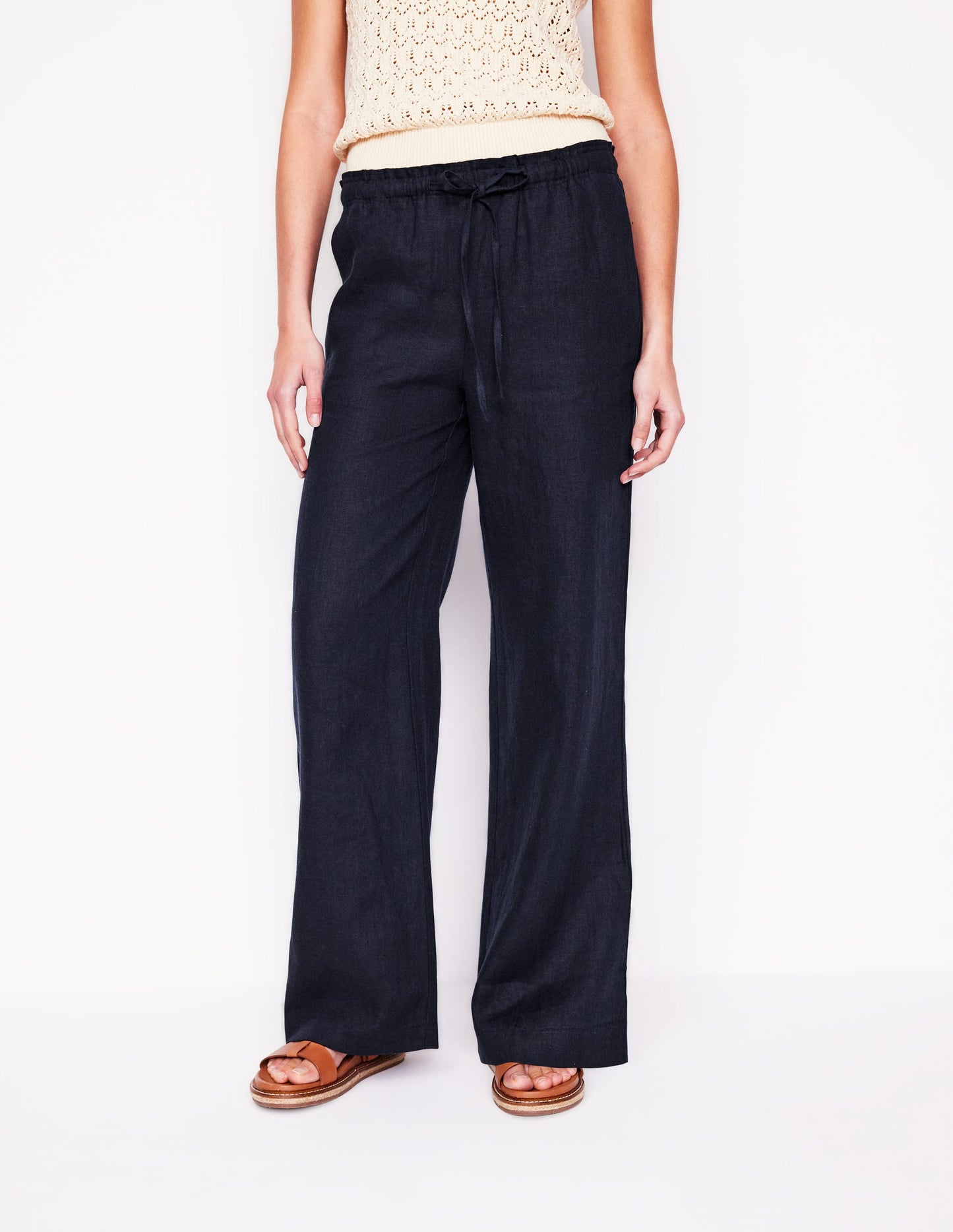 Islington Linen Pants-Navy