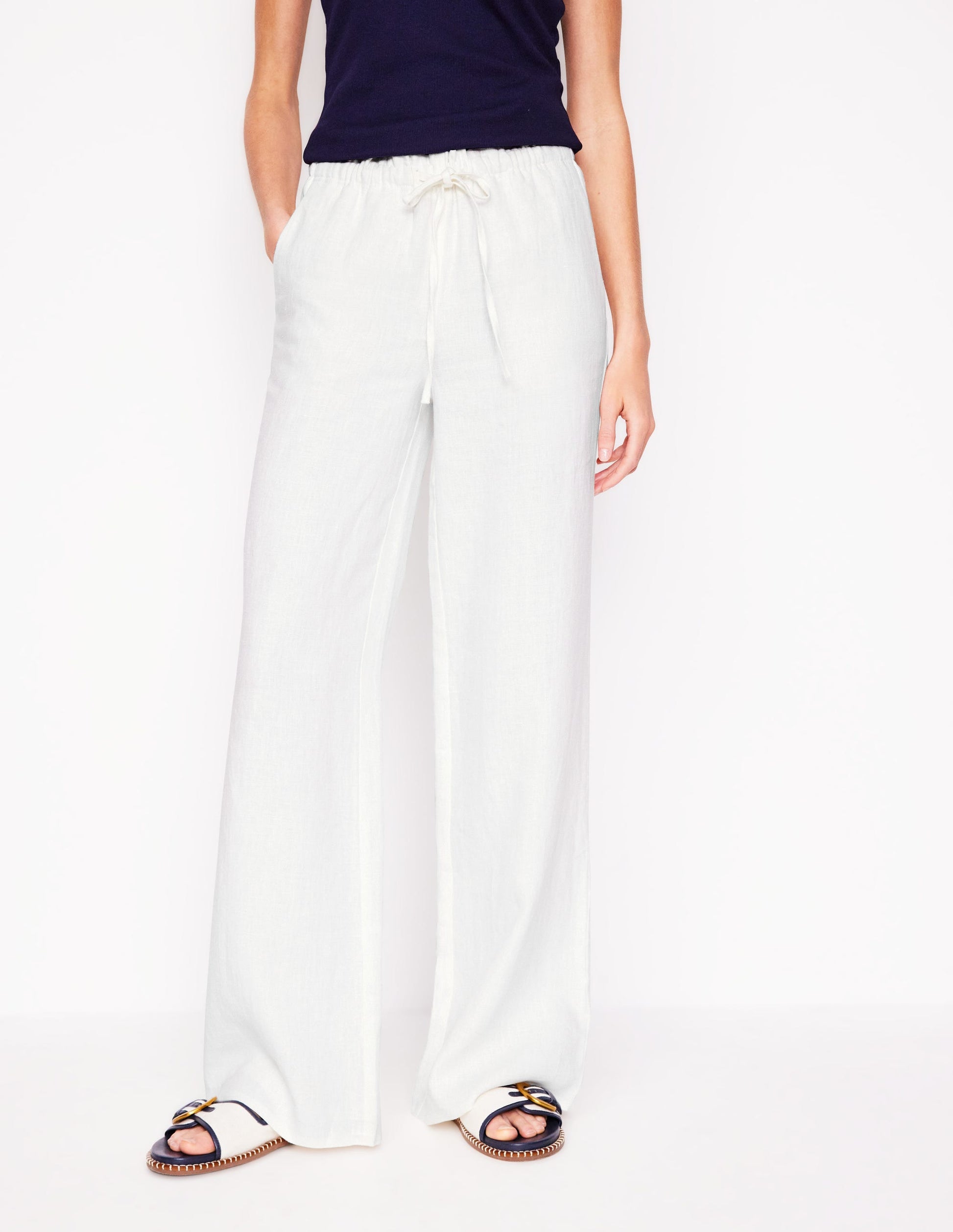 Islington Linen Pants-White-6