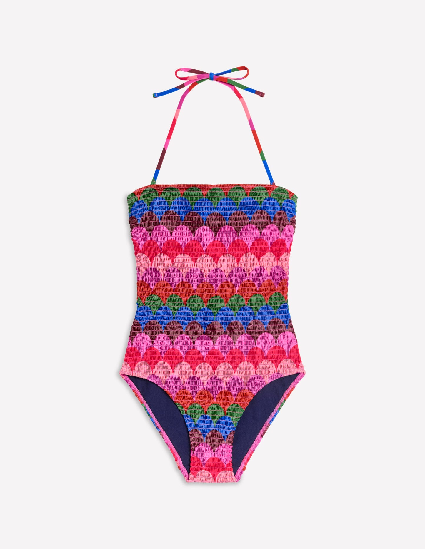 Milos Smocked Swimsuit-Multi, Scallop Stripe