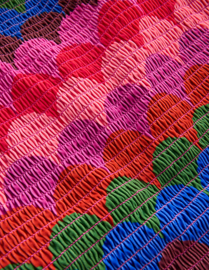 Milos Smocked Swimsuit-Multi, Scallop Stripe-6