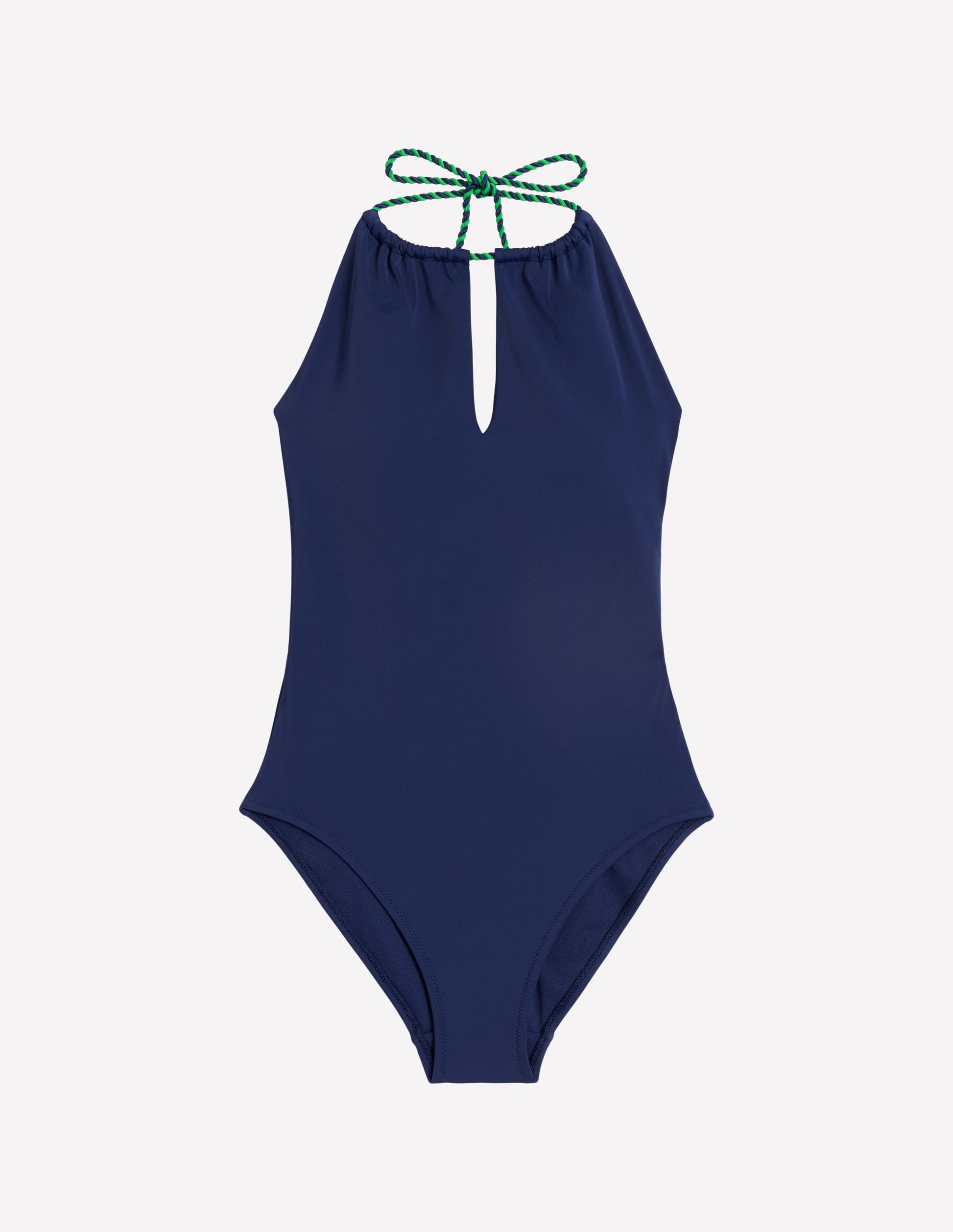 String High Neck Swimsuit-Navy-6